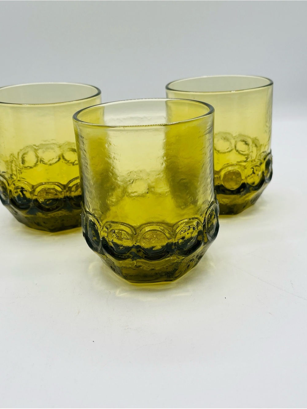 Vintage-Style Olive Green Texture Tiffin Franciscan Madeira tumblers set of 3